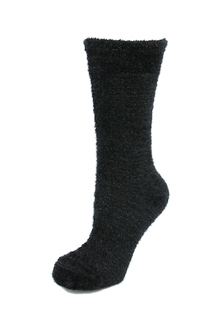 Tüylü Siyah Kalın Kışlık Kadın Çorap Siyah