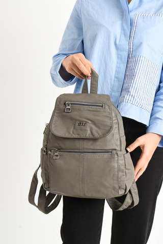 571 Collections Yıkanmış Deri Sırt Çantası Gri Model: 571-9-11a - Gri
