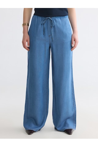 Lcw Comfort İndigo Beli Lastikli Wideleg Kadın Jean Pantolon