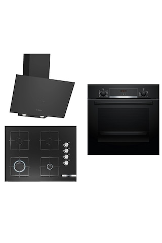 Bosch HBF514BB1T - POP7C6O12O - DWK64PJ60T 3'lü Ankastre Set Siyah 270