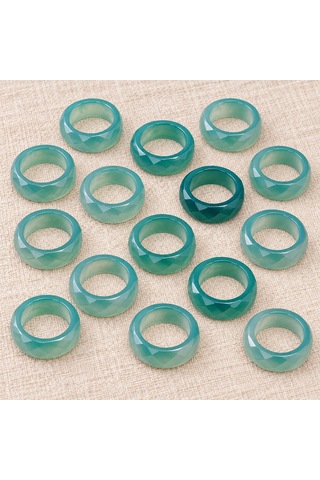 Akik Taşı Kalın Boy Faset Kesim Yüzük Yeşil Alacalı - 9 4mm Kalınlık 63820 - 1 Adet Yüzük Fiyatıdır 6428473