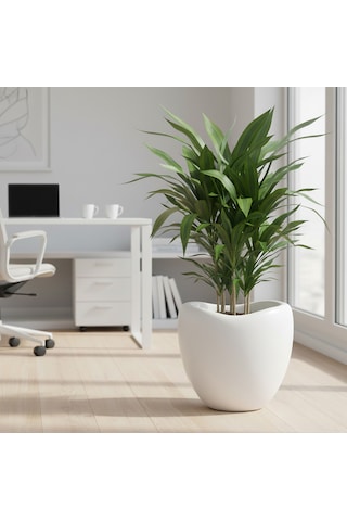 Evinizin Atölyesi Yumurta Saksı Kirli Beyaz 52 Lt 52cm-round