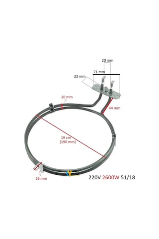 Luxell Uyumlul Uyumlu Turbo Fırın Rezistansı 2600 W Ölçülere Dikkat Ediniz