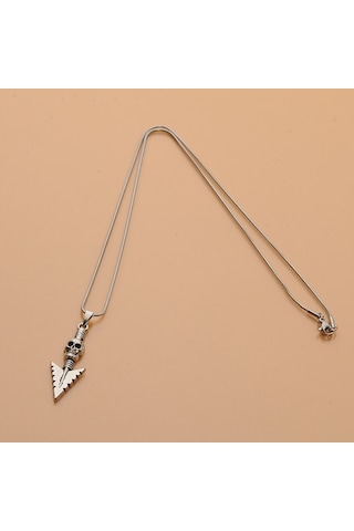 Kuru Kafalı Ok Ucu Erkek Kolye Çelik Takı Aksesuar K24 T5 Çelik