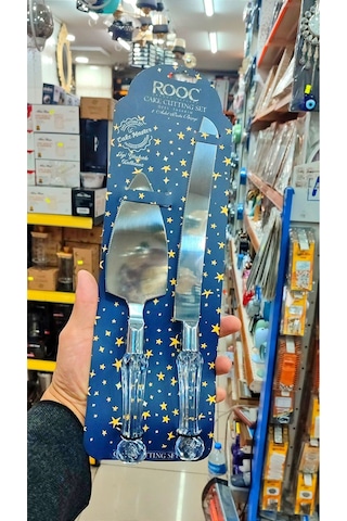 Lüks Pasta Kesme Bıçağı Ve Spatula Şeffaf