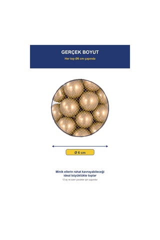 Gold Havuz Topu 50 Adet Yumuşak Oyun Havuzu Topları, Filede 1+ Yaş