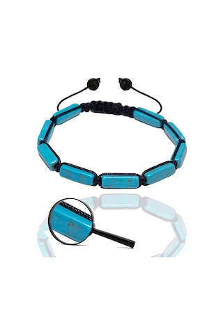 Sertifikalı Dikdörtgen Firuze - Turkuaz Taşı Bileklik Çok Renkli