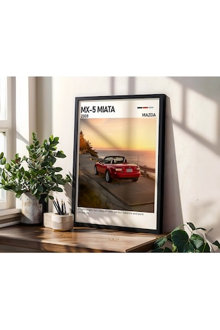 Mazda Mx-5 Miata Ahşap Çerçeveli Poster Tablo Roadster Keyfi