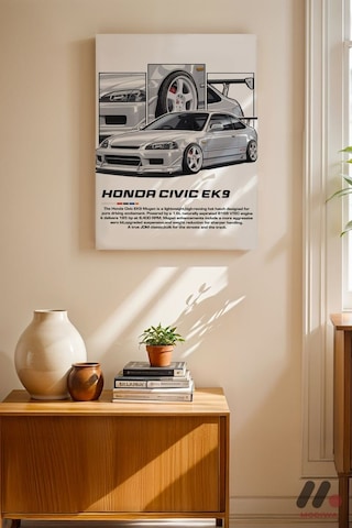 Honda Civic Ek9 Jdm Araba Posteri, Çerçevesiz Yüksek Kalite Duvar Afişi - Oto Severlere Özel Hediye