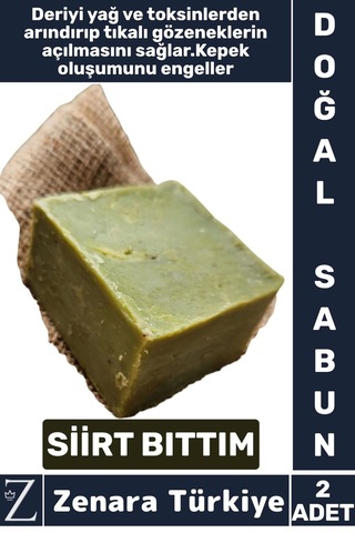 Bitkisel Organik Doğal Saç Yüz Vücut El Kullanım Yağ Toksin Kepek Önleyen Siirt Bıttım Sabunu 2 Adet