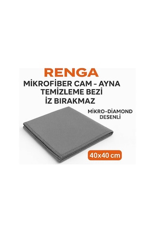 Gri Renga Mikrofiber Cam - Ayna Temizlik Bezi 40x40 Cm İz Bırakmaz / Mikro Baklava Desenli