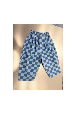 Poala Kids Blue Damalı Jean Mavi