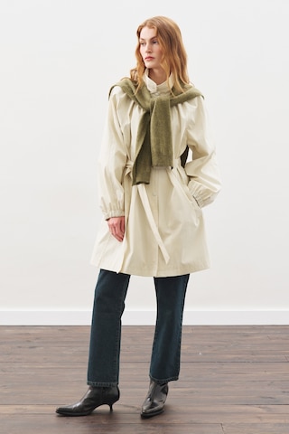 Oversıze Bağlamalı Midi Trençkot Taş Taş