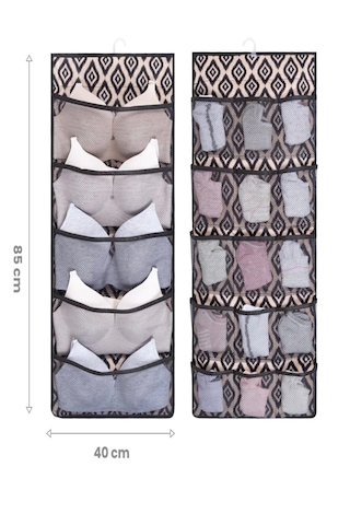 20 Cepli Dolap İçi İç Çamaşırı Organizeri I İki Taraflı Askılı Dolap Içi Sütyen Düzenleyici Gri