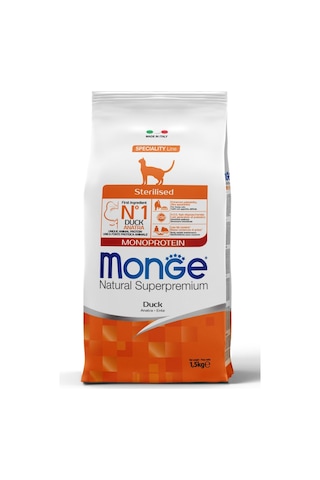 Monge Sterilised Tek Proteinli Ördekli Kısırlaştırılmış Kedi Maması 1,5 Kg Monge Sterilised Tek Proteinli Ördekli Kısırlaştırılmış Kedi Maması 1,5 Kg