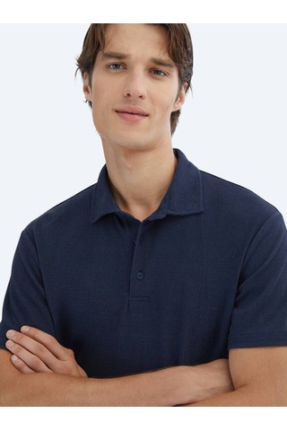 Kip Lacivert Desenli Polo Yaka T-shirt Lacivert