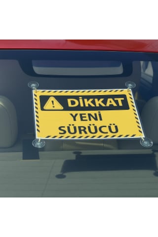 Sarı Siyah Renk Dikkat Yeni Sürücü Yazılı Araba Cam Oto Aksesuar
