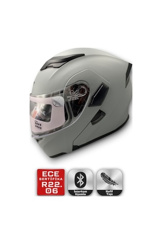 Motosiklet Rs2 Kask Çene Açılır Güneş Vizörlü Mat Grey Mat Gri