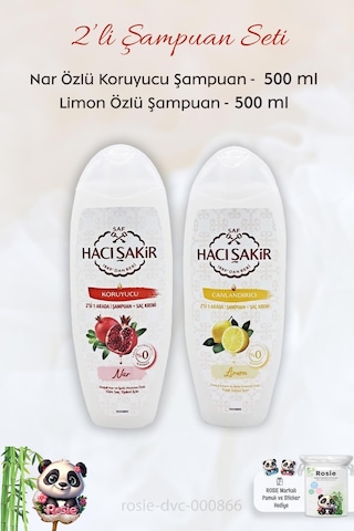 Hacı Şakir Nar 2si 1 Arada Şampuan 500 Ml, Limonlu Şampuan 500 Ml Ve Rosıe