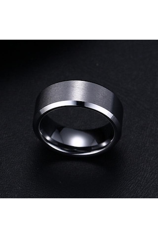 8mm Titanyum Çelik Bant Düğün Nişan Takıları Siyah Erkek Yüzüğü Moda Parti Yüzüğü Takı Ave Gümüş