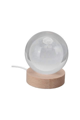 Shineyee 8cm Kristal Top + 7cm Ahşap Tabanlı Ay 3d Iç Gravürlü Led Akıllı Aydınlatıcı Masaüstü Dekoratif Hediyelik Lambader Sıcak Işık Diğer