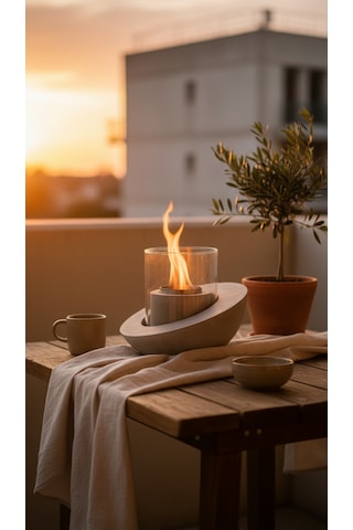 Beton Masaüstü Şömine Duman Sız Dekoratif Biyoetanol Şömine + 1 Lt Yakıt Hediyeli Terra Fire Z.1