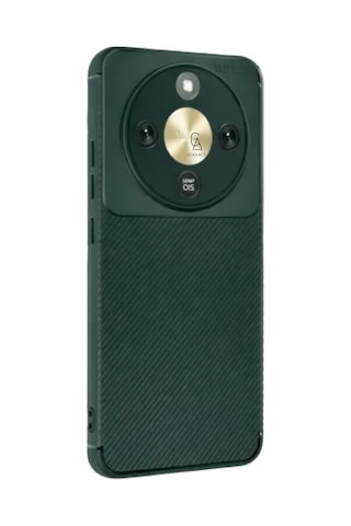 Honor Magic 8 Lite İle Uyumlu Karbon Tasarım Silikon Telefon Kılıfı Ve Temperli Cam Ekran Koruyucu Koyu Yeşil