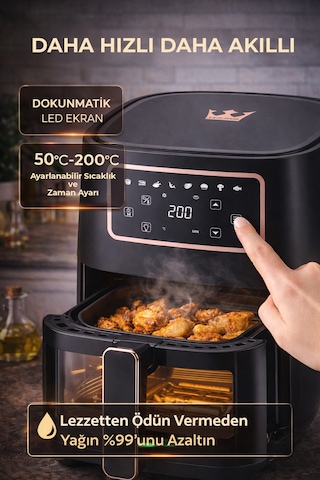 Hiking HAF-508 Airfryer 6 LT Yağsız Fritöz