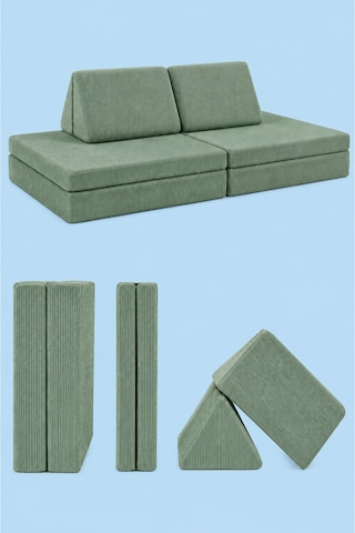 Funbed Sofa Çocuk Oyun Koltuğu, Modüler Katlanır Yatak Ve Oyun Minderi Seti, Süngerli Güvenli Çocuk Kanepe Yeşil - 889056427 Yeşil