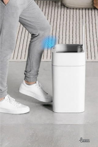 Porsima Me03 Hareket Sensörlü Sessiz Kapatma Çöp Kutusu Banyo Mutfak Çöp Kovası Kapaklı Banyo Çöp Kovası 22Lt