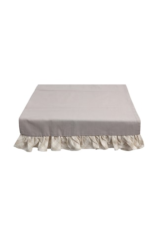 Faralya Life Ekose Fırfırlı Runner 45x140 Cm Pamuklu Masa Runner Dekoratif Masa Örtüsü Koyu Gri