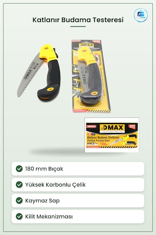 Budama Testeresi Katlanır 180 Mm Bahçe Bağ Meyve Ağacı Dalı Kesme