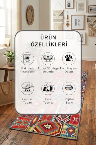 Ezgi Yıkanabilir Yolluk Kahve