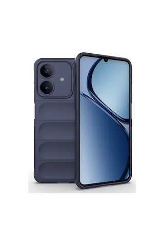 Techaks Realme C63 Kılıf Esnek Tpu Oyuklu Arka Yüzey Tasarımlı Zore Etnik Silikon Kapak - Lacivert Lacivert