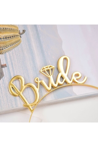 Bride Yazılı Metal Taç Gold Renkli Altın Sarısı +bekarlığa Veda P