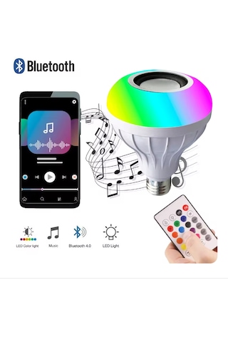 E27 Rgb Led Ampul Uzaktan Kumandalı Bluetooth Ve Hoparlör Özelli