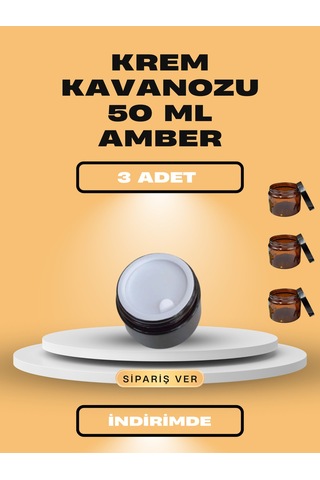 3 Adet Krem Kavanozu Amber 50 Ml Kahverengi