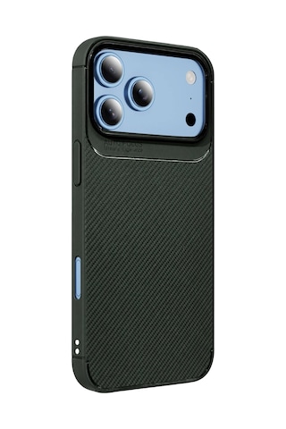 Apple Uyumlu iPhone 18 Pro Max Auto Focus Karbon Kapak - Yeşil Çr