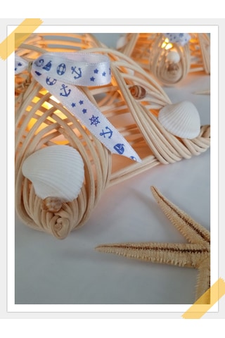 Yıldız Marin Mumluk Bambu 3'lü Set Tealight Bej
