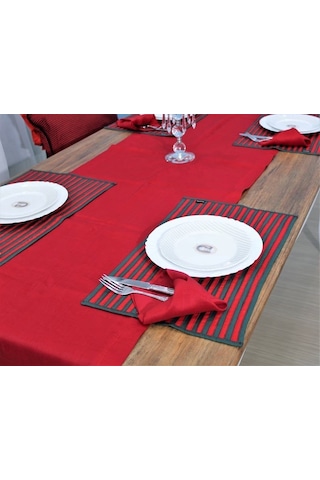 40x150 Kırmızı Runner Yılbaşı Masa Runner Pamuk İnce Kumaş