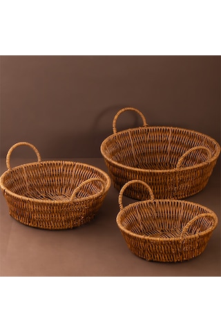 Porsima 304c 3 Lü Düzenleyici Hasır Sepet Seti Ekmeklik Sepet