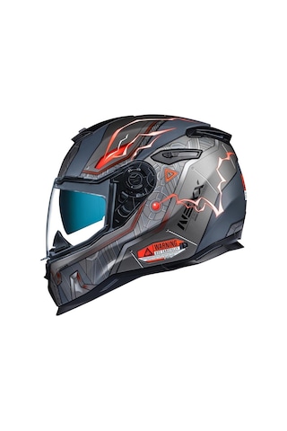 Nexx Sx.100 Gigabot Full Face Motosiklet Kaskı 67588 Gri Kırmızı