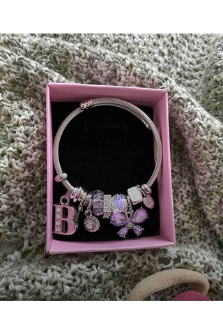 Bhs Life Kadın Charmlı Çelik Bileklik Kelebek Figürlü / Harf Charm Hediye Çelik