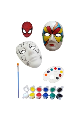 3 Adet Karton Maske Boyama Faaliyeti, Resim Başlangıç Seti, 3erli Set, Maske Boyama Seti