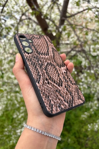 Samsung Uyumlu Galaxy A16 Yılan Desenli Kabartma Dokulu Kılıf Açık Kiremit