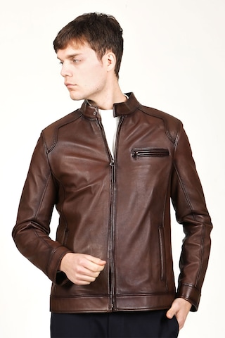 Dericlub E178 Gerçek Deri Erkek Mont Camel Antik