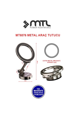 Katlanabilir Magsafe Uyumlu 360 Döner Çok Açılı Metal Telefon Standı Ve Araç İçi Telefon Tutucu Gri