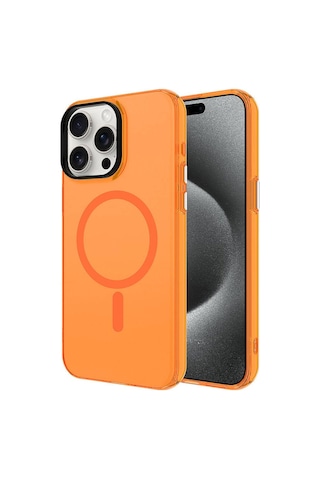 İphone Uyumlu 15 Pro Kılıf Zore Magsafe Şarj Özellikli Buzlu Transparan C-pro Sert Kapak