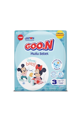 Goon Mutlu Bebek Bebek Bezi 3 Numara Fırsat Paketi 100 Adet