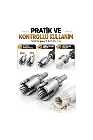 İç Dış Plastik Boru Diş Açma Seti 2 Li 1/2 Ve 3/4 İnç Borulara Uy